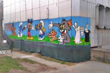 pohádkové postavičky graffiti malba v mateřské školce