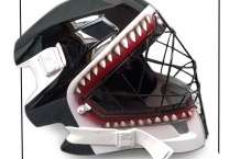 Florbal helmet with custom airbrush design.