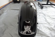 Airbrush blatník Harley-Davidson motiv Pulp Fiction.